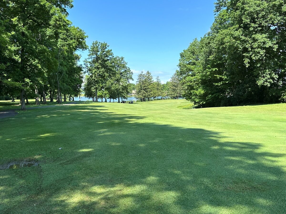 Hole 14 with lake in background
